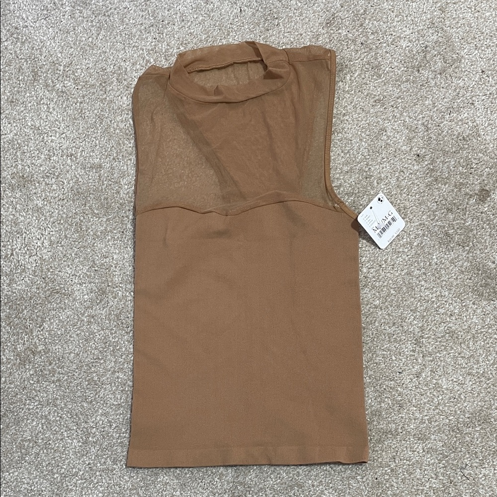 Free Prople Brown Sleeveless Mesh Racer Back Women's Top NWT